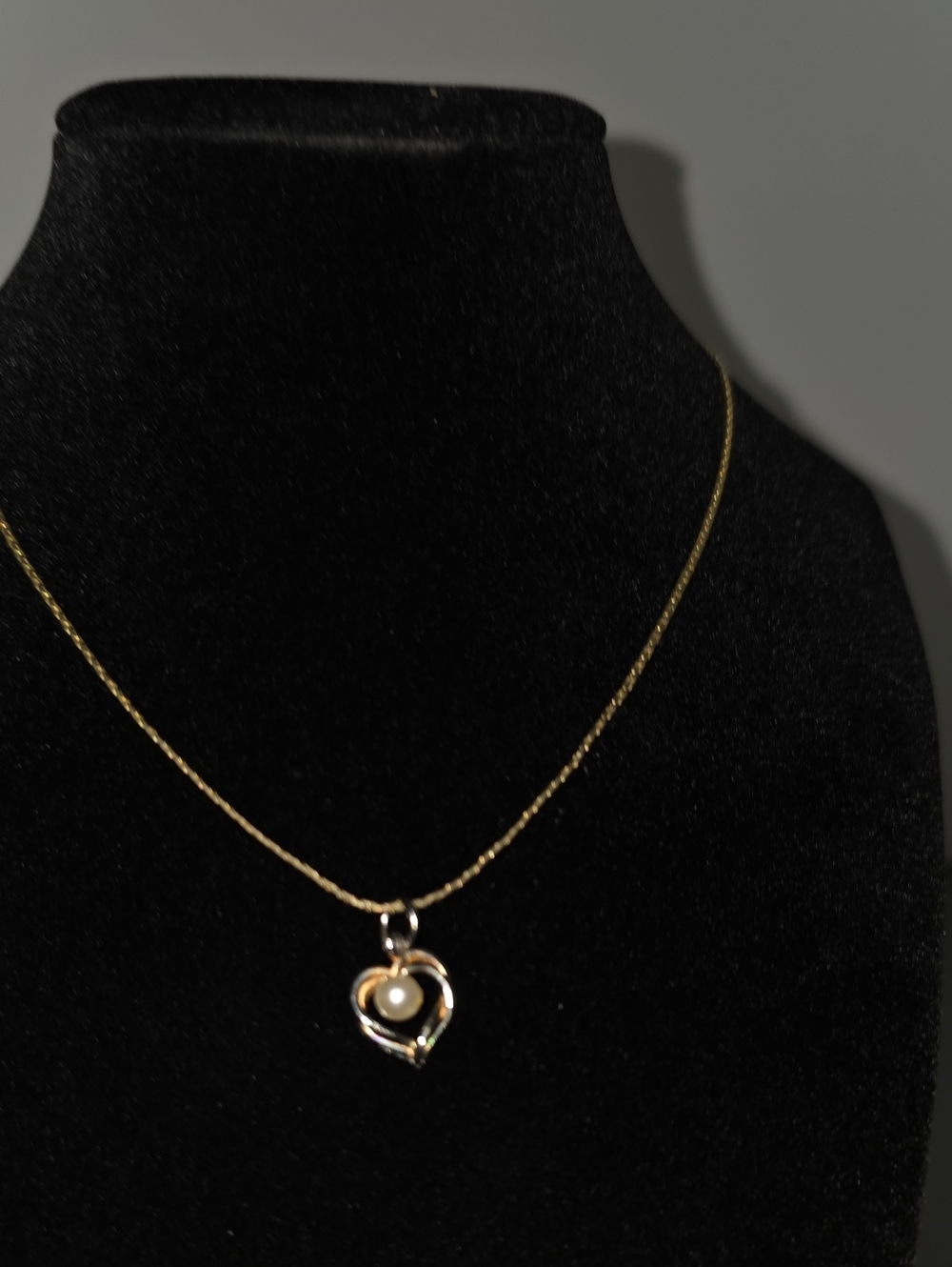 14k Yellow Gold Heart Necklace With Cultured Pearl